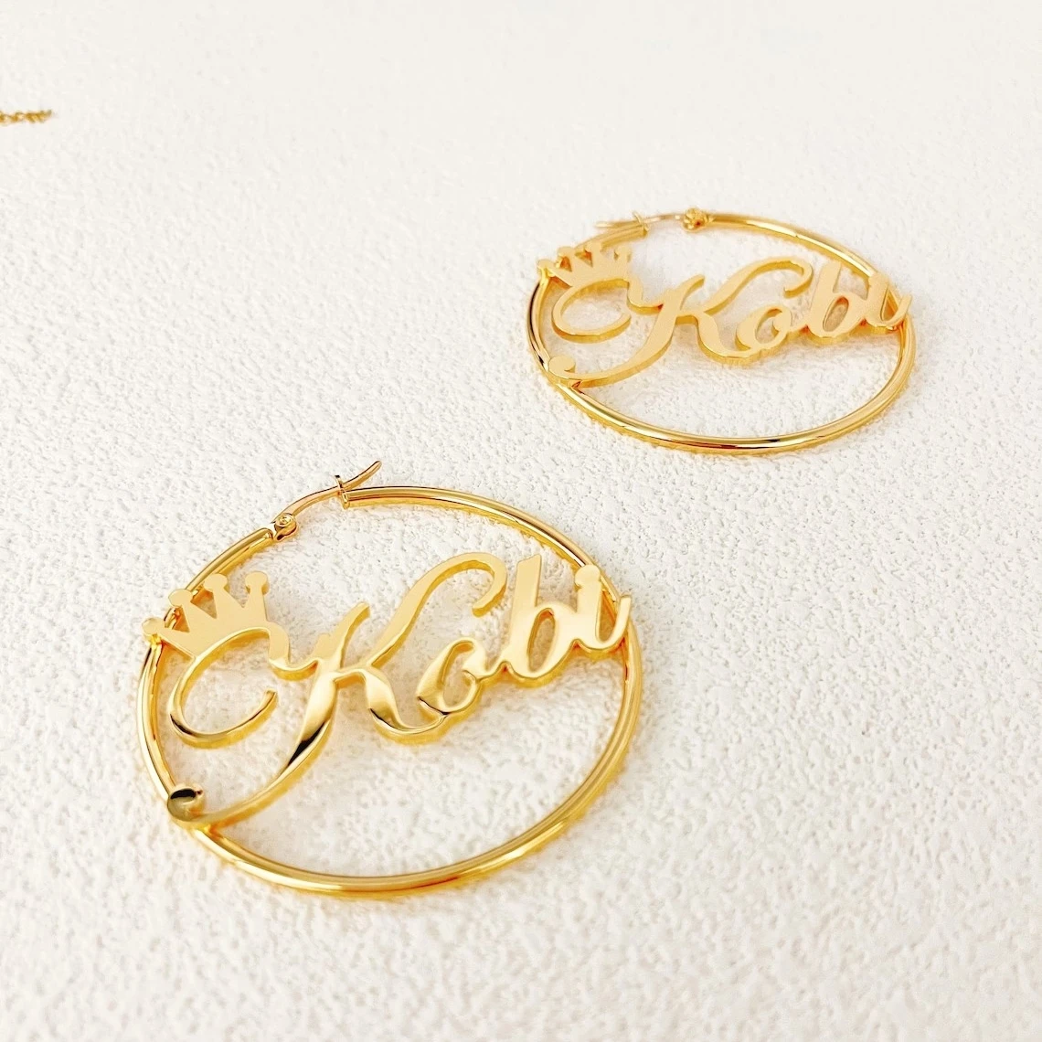 Custom Crown Name Hoop Earrings