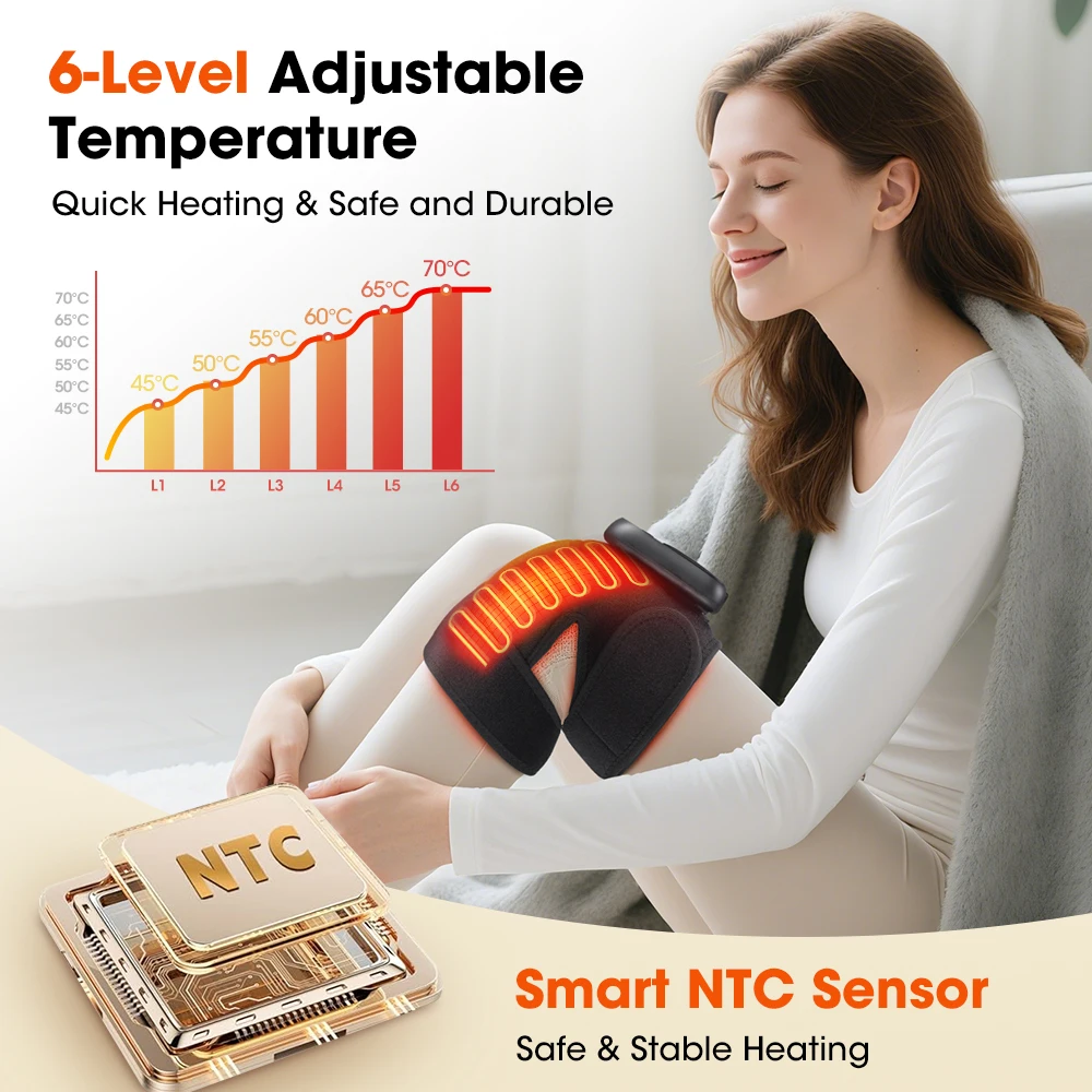 EMS Knee Massage Pad Heating Vibration APP Comtrol Thermal Shoulder Elbow Massager 3 in 1 Hot Compress Knee Brace Belt