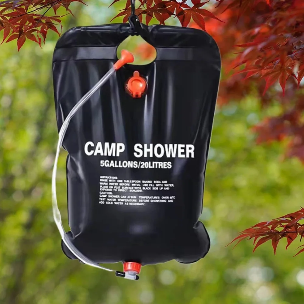 20L portable camping shower bag foldable solar shower bag outdoor bath water bag camping sun compact heated water shower bags scrubbing pool accessories
