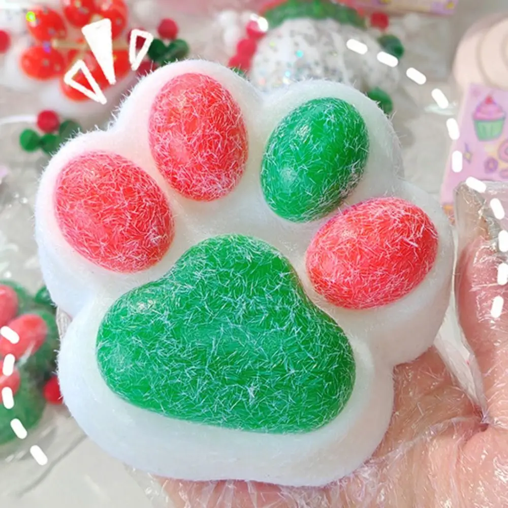 Christmas Cat Paw Pinch Decompression Toy Slow Rebound Stress Relief Cat Claw Squishy Fidget Toy Relief Relax Soft Squeeze Toy 5