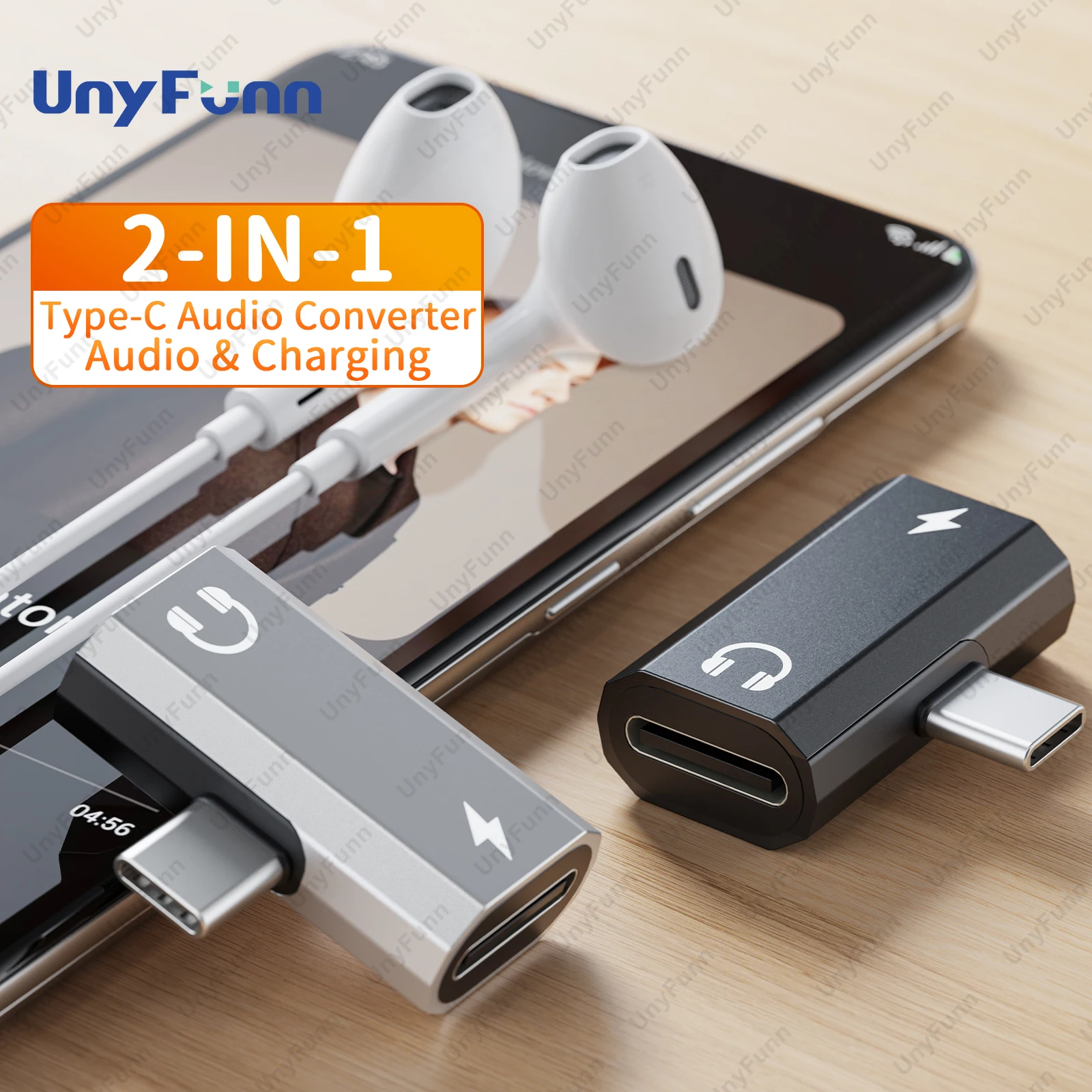 2 In 1 USB C To Type-C Converter Mobile Phone Charging Earphone Spliter Type C Adapter usb to type c adapter type c adapter type c to 3.5mm adapter type c aux adapter type c to aux adapter For Xiaomi Huawei iPhone 15 pro max