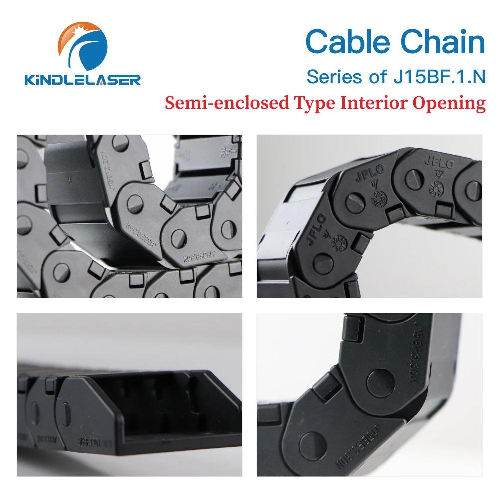 KINDLELASER Cable Chain Semi-Enclosed Interior Opening 15x15 15x20 15x30 Drag Plastic Towline Transmission Machine Accessories