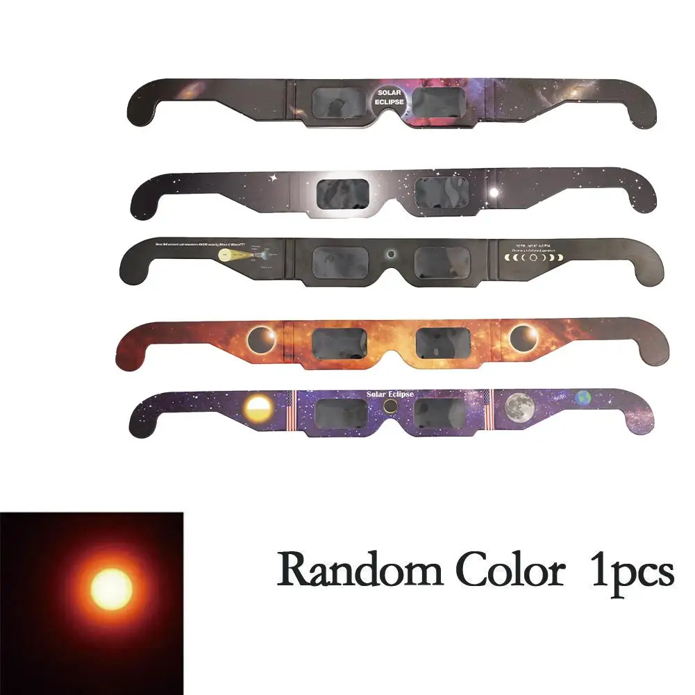 10 stücke Papier Sonnen finsternis Brille zufällige Farbe Gesamt beobachtung Solar Brille 3d Outdoor Eclipse Anti-UV-Betrachtung brille Verkauf