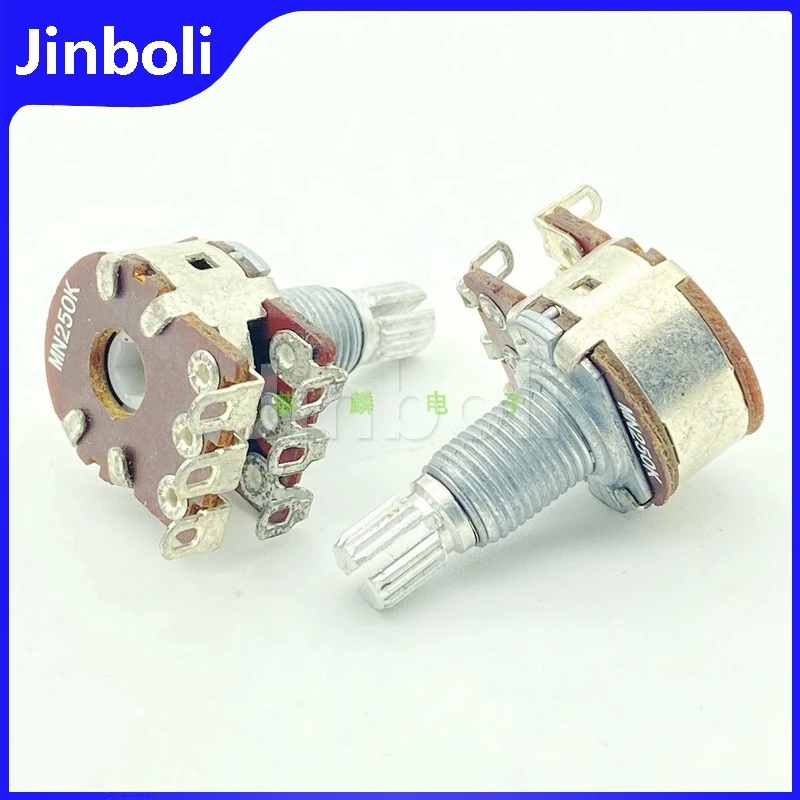 16 Type MN250K With Center Positioning Power Amplifier Audio Speaker Volume Balance Potentiometer 6Pins Flower Shaft 18mm 2PCS