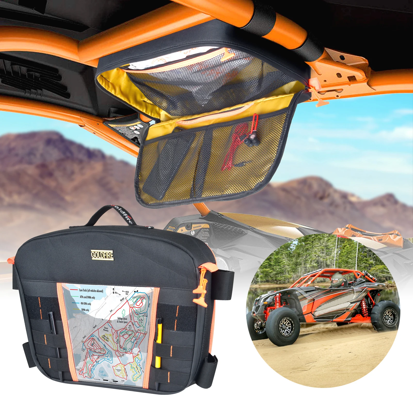 

Накладной ящик для хранения Goldfire UTV Maverick X3, навес для палатки на крыше, автомобильный органайзер для крыши, подходит для Can Am Maverick X3 MAX