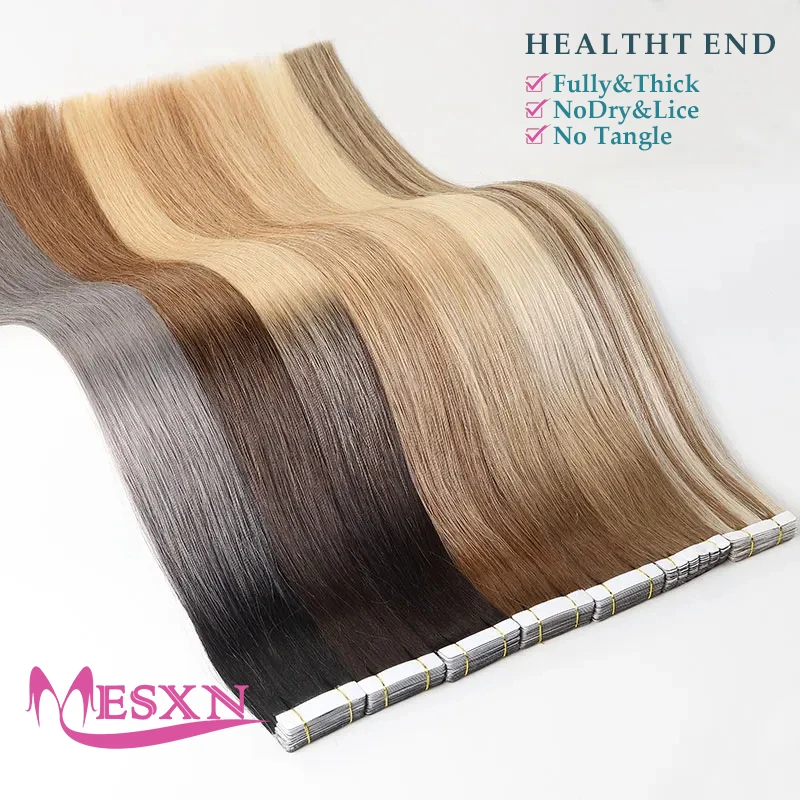 Straight Tape In Hair Extensions Real Human hair Natural Hair Extension 16"-24" Invisible Can dye For Salon human hair extensions hair extensions