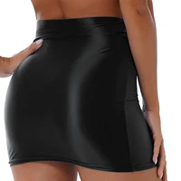 Sexy Female Women Glossy Patent Leather Skirt Ladies Low Rise Mini Skirt for Clubwear Party Pole Dancing Stage Performance - Image 4