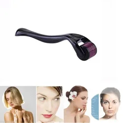 Professional Titanium Microneedle Skincare Roller - 540 Needle Facial Massage Tool (Purple)