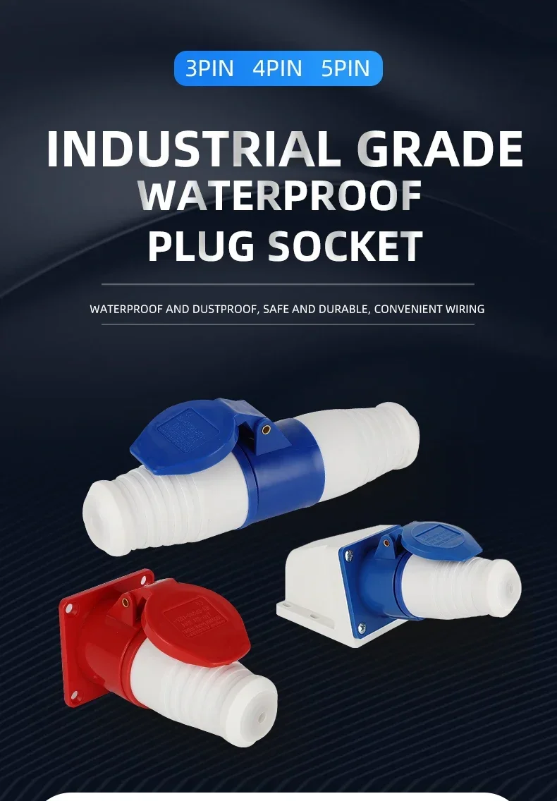 2PCS Presa Industriale 5 Pin IP44 16A 380V-415V - Spine E Prese Maschio/Femmina Per Esterno - Foto 5