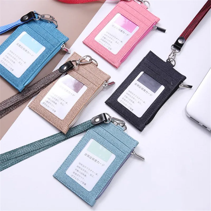 Student Lanyard Card Holder PU ID Card Holder Certificate Bus Door Credit Card Badge Holder for