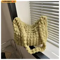 Sac bandoulière HOMEFISH avec design plissé, sac à bandoulière à carreaux brodés, sacs sous le bras, sacs fourre-tout matelassés simples de grande capacité 6