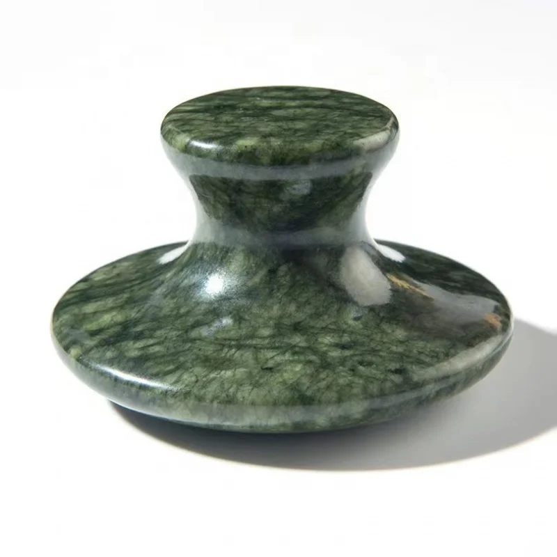 Grandi Prodotti Per Il Massaggio Della Pietra Del Fungo Di Giada Verde Strumento Di Guasha Di Giada Naturale Stone Body Gua Sha Cool Hot Therapy Massa