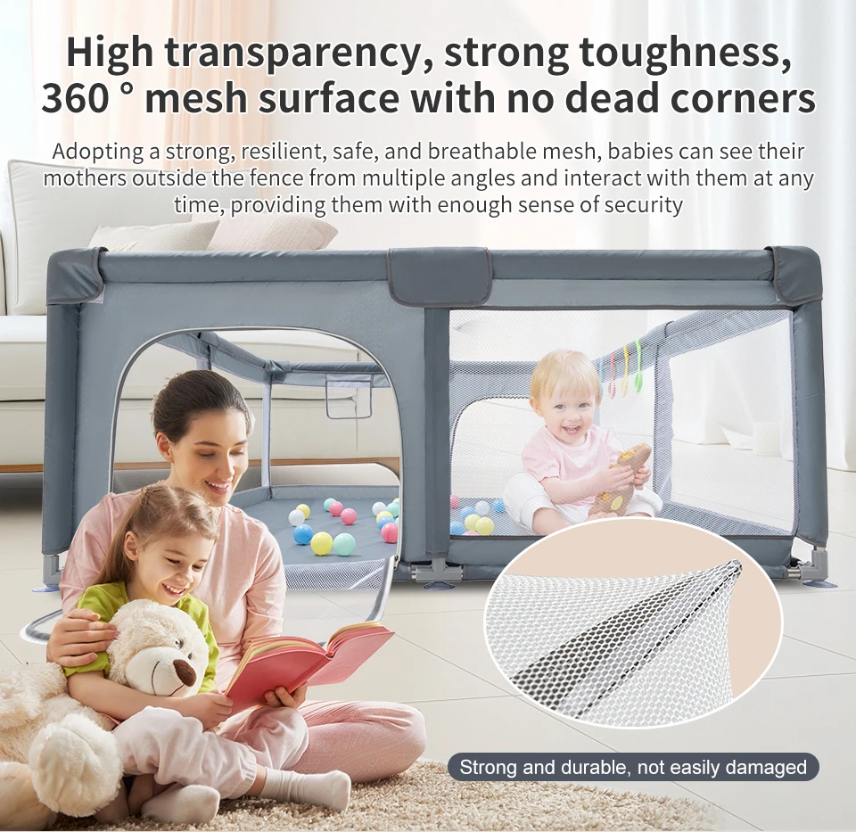 Närbild på mesh-panel på babylekhage