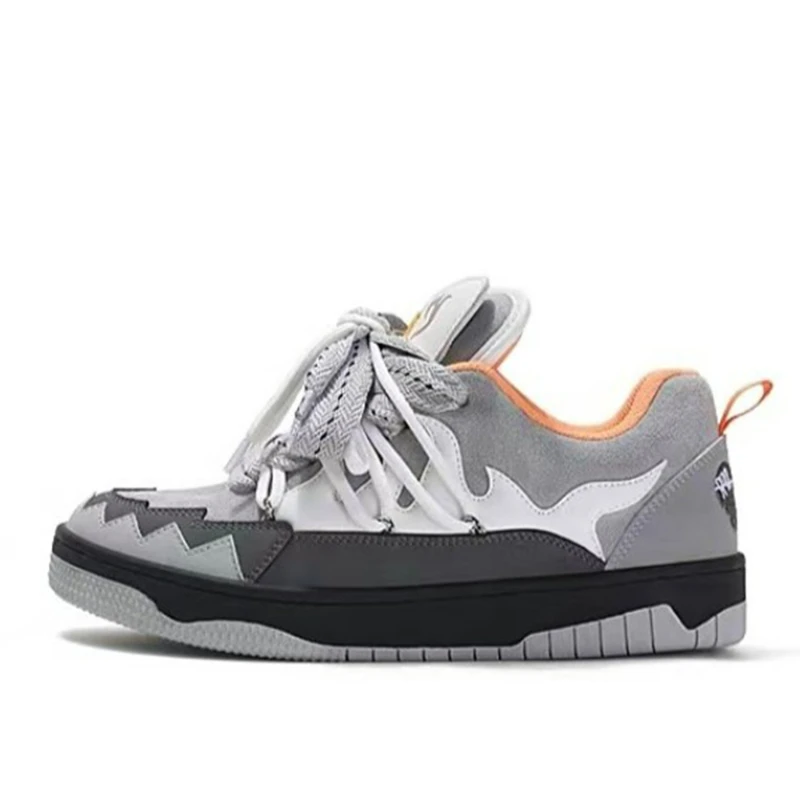 

NEW Men's casual platform sneakers grey patchwork street wear outdoor soft shoes zapatos casual men's wear Height Increasing 44
