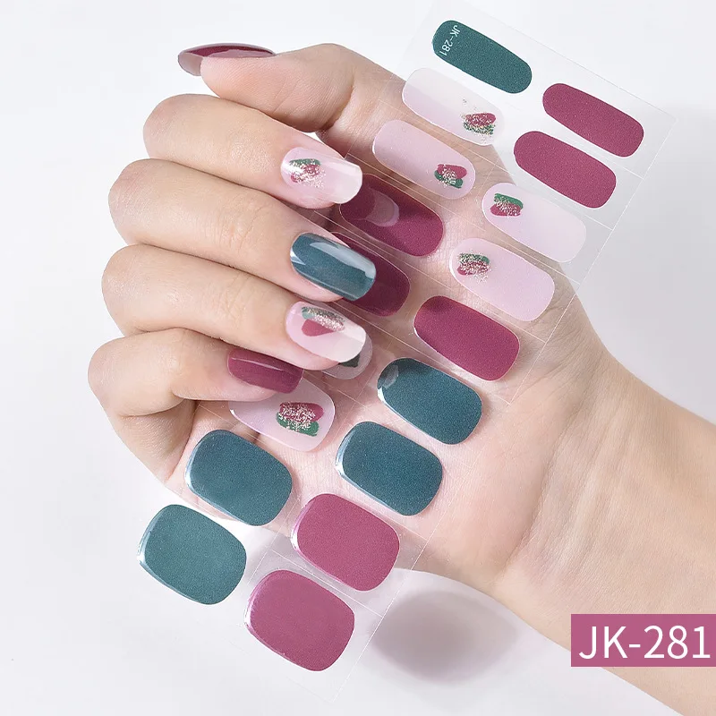 Halloween Design Nail Stickers Wholesale Full Cover Semi-cured UV Gel Nail Art Stickers Gel Nail Strips Press On Nail Decal 6