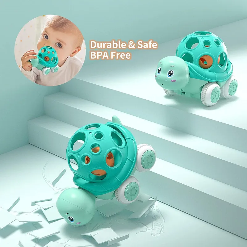 Baby Car Toys 6 12 Months Soft Rattle Roll Cars Toddler Push and Go Truck Friction Powered Vehicles Early Development Toy Gift - 4