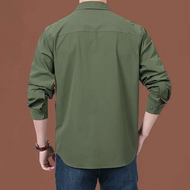 2024 Spring Men's Quick Drying Shirt Lightweight Quick Drying Shirt Tactical Shirt Long sleeved Work Outdoor Sports Hiking Shirt