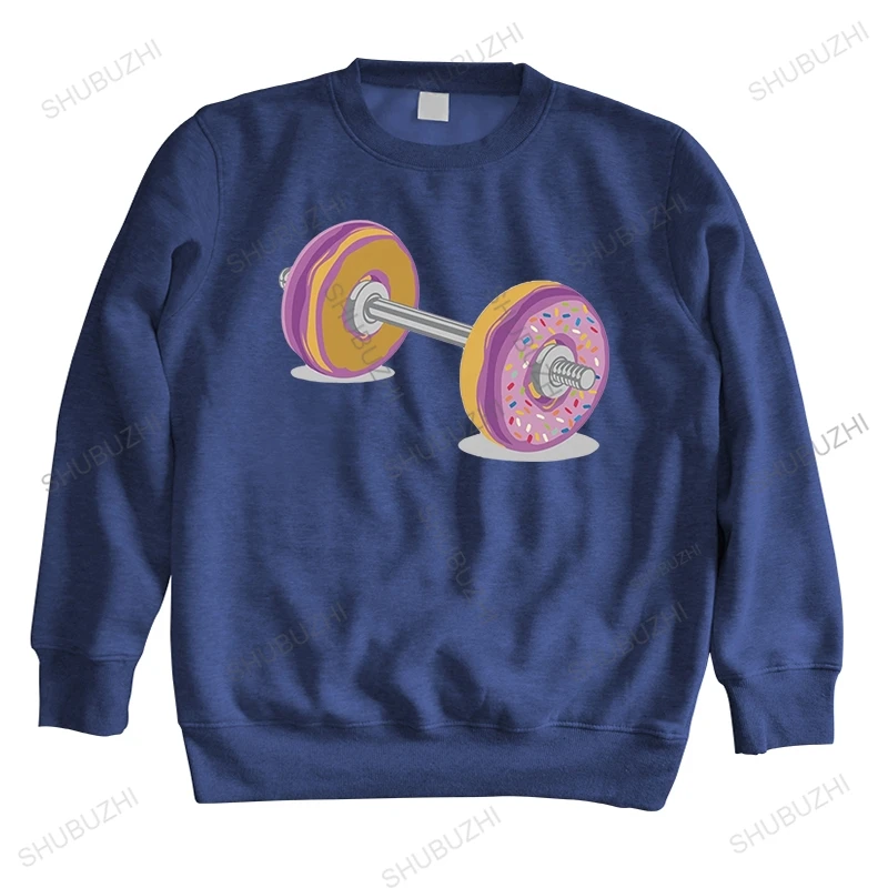 

Cotton hoodies Men Crew Neck Tops spring Donut Dumbbell Funny Parody Gym Cotton Regular Fit Bigger Size Homme Black sweatshirt