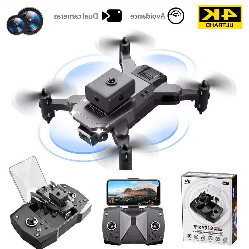 KY912 Mini Drone Professional 4K HD Camera Air Pressure Fixed Height Foldable Obstacle Avoidance Quadcopter Helicopter Toy