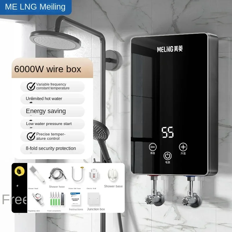 220V Electric Water Heater Tankless for Bathroom Kitchen Shower Temperature Control A C