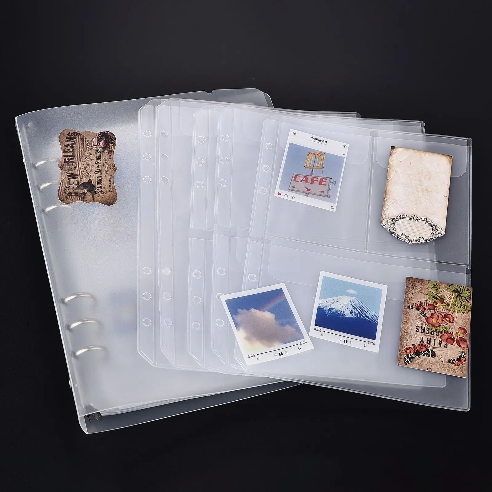 A5 6-Hole Strap Storage Clip And Storage Bag Scrapbook Cutting Die Organizing Sticker Transparent Bag storage bag,storage clip