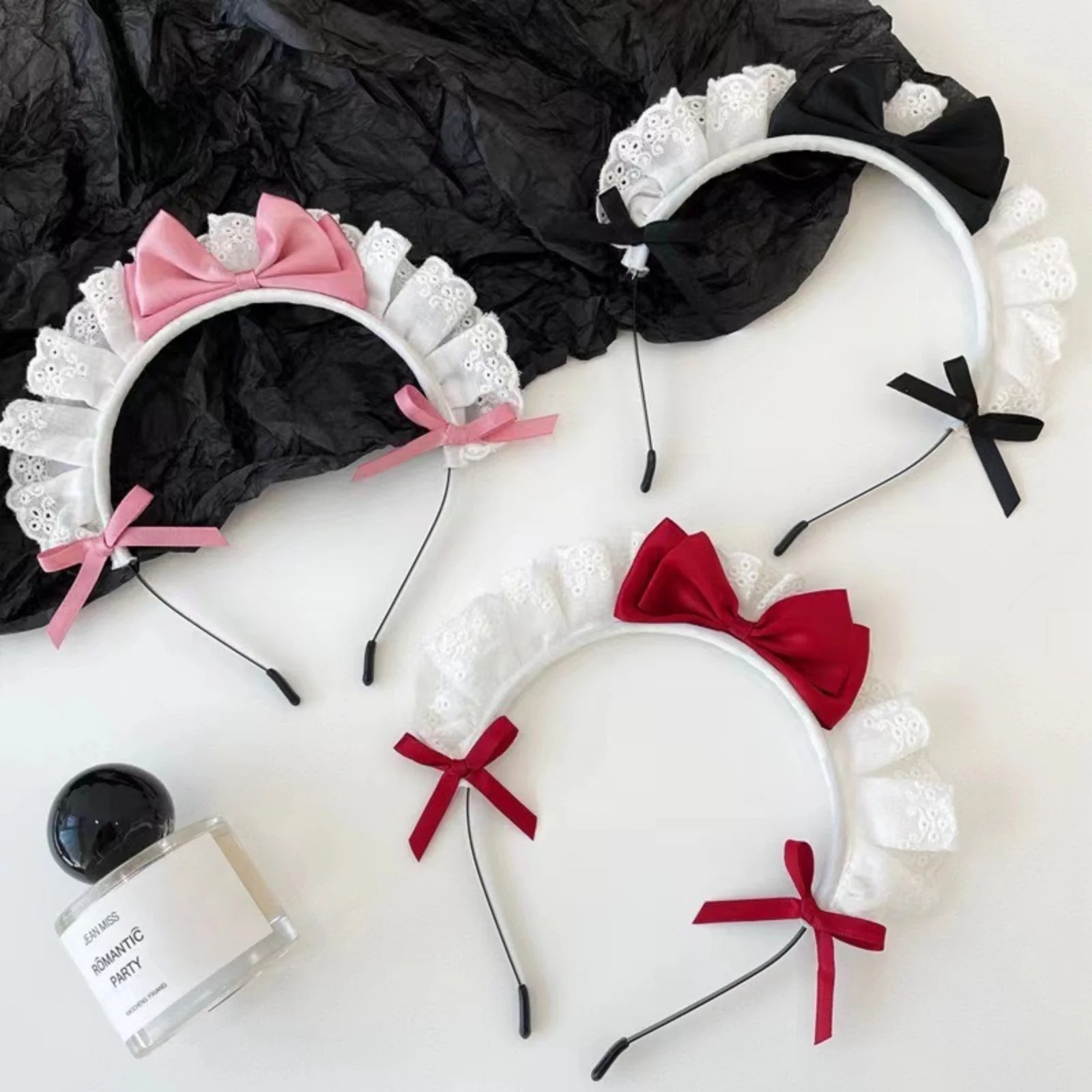 1PC　Maid Lace Bow Headband, Cute Cosplay Hair Accessory for Halloween, Costume Party & Dress - Up