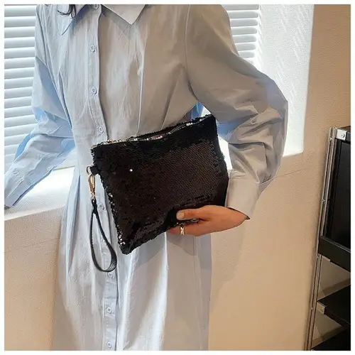 Fashion Women's Sequined Bling Handbag And Purse Small Wedding Party Evening Bag Lady Wristlet Clutch Bag Female Envelope Bag - Image 3