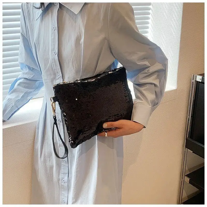 Fashion Women's Sequined Bling Handbag And Purse Small Wedding Party Evening Bag Lady Wristlet Clutch Bag Female Envelope Bag - Image 3