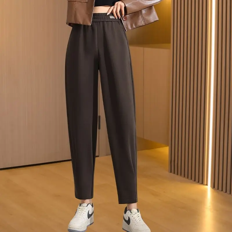 Women's Autumn and Winter Fashion Elegant High Waist Solid Halen Casual Versatile Western Comfortable Commuter Korean Y2K Pants