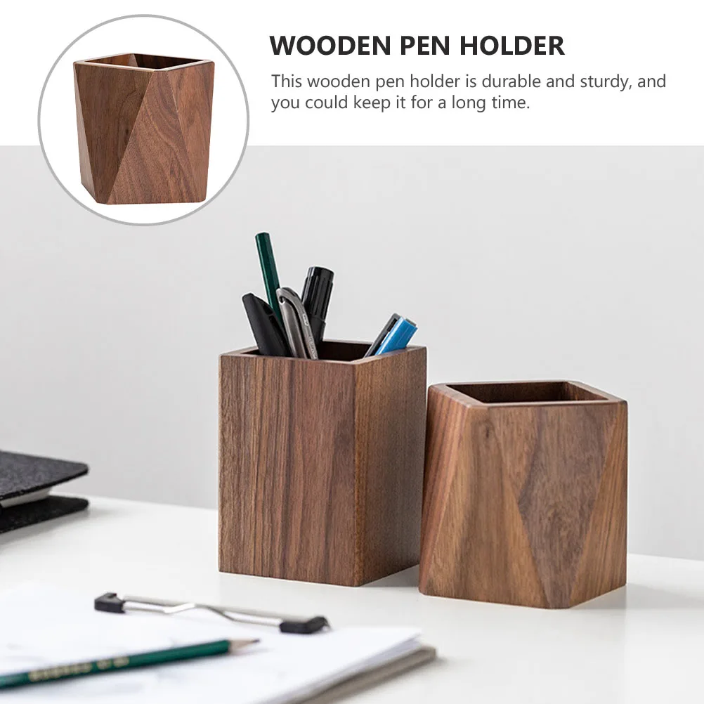 Pen holder desk organizer pen and brush holder desk storage rack wooden solid walnut tabletop stationery storage