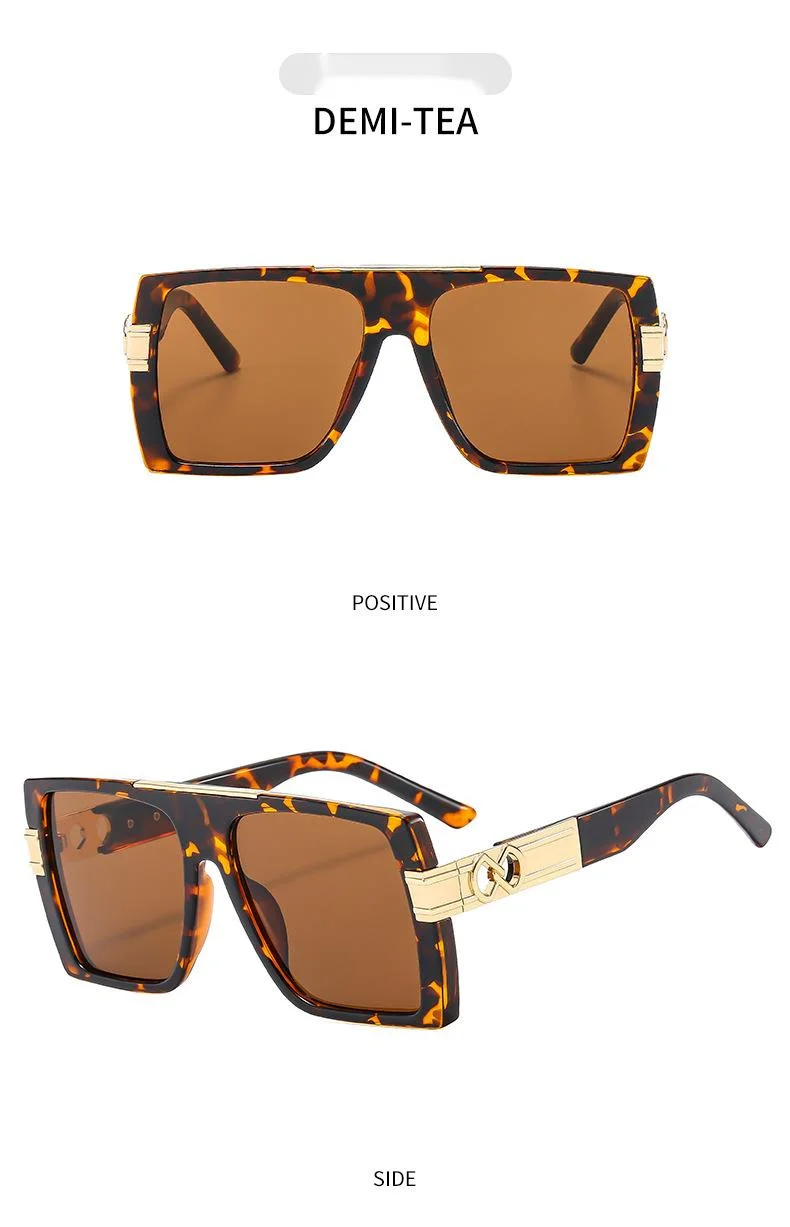 Personalized Large Frame Sunglasses For Women Flat Top Metal Design_voghion.com