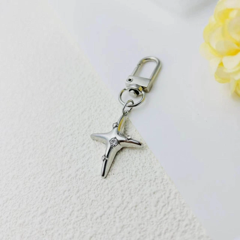 CHDZSW Y2K - Portachiavi a forma di stella, in argento, con ciondolo a forma di stella, per donne e ragazze