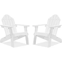 Kids Adirondack Chair Set of 2, White Poly Lumber Plastic Weather Resistant Toddler Outdoor Patio Lounge Chair for Balcony 1