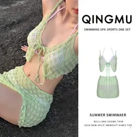 Lace Details Women's Bikini Slimming Design Pure-Sexy Fusion American Hot Girl Bikini High-Waisted Tummy-Control Design