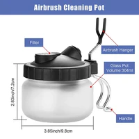 Airbrush Cleaning Tools Kits for Spray Gun Airbrush Glass Jar Pot with 3 Set Clean Parts And Replaceable Air Brush Needle Nozzle 2