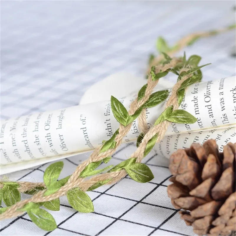 Hemp Rope With Fake Green Leaves Length 10 Meters Hunting Rifle Wrap Twine Camouflage Tree Stand Blind Cover