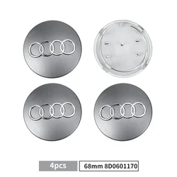 Premium Car Wheel Hub Center Caps - Set of 4 (Various Sizes Available) (68mm Gray)