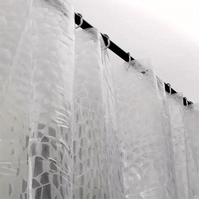 Waterproof Bathroom Shower Curtain Transparent Bathroom Curtain with Hooks Thickened Bathing Sheer Wide Bath 1Set shower curtains