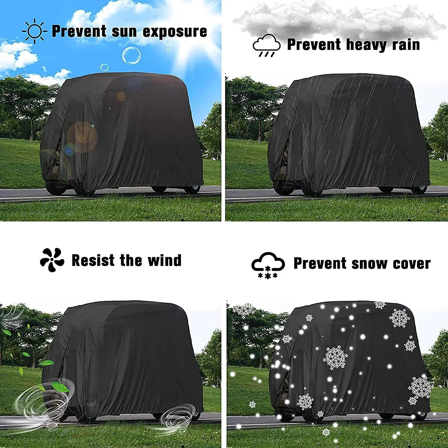 

Outdoor Black Portable Sunshade Ultralight Golf Cart Car Lawn Tractor Cover Leisure Scooter Go Kart Car Protector Dust Covers