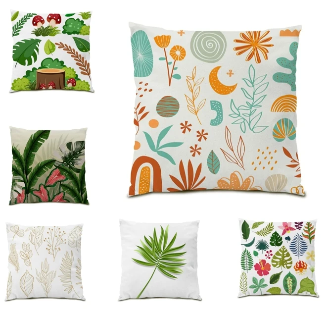 

Monstera Plants Pillowcases Nordic Floral Double Sided Pillow Cover 45x45cm Home Decor Living Room Flower Cushion Cover F916