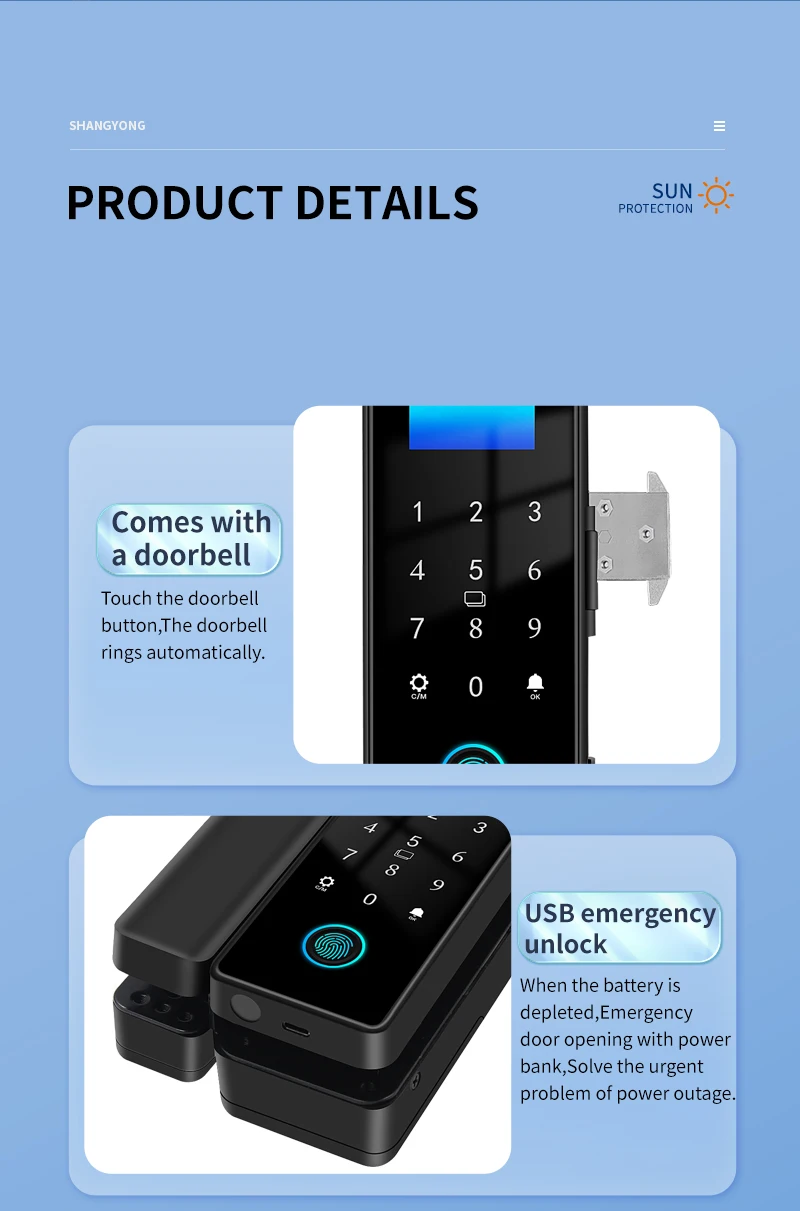 3D Face Recognition Smart Lock Tuya APP WIFI Infrared Sensor Biometric Electroni