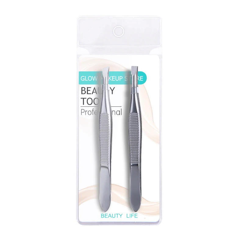 Eyebrow Tweezers 2Pcs/Set Professional Stainless Steel Hair Removal Clip Face Hair Remover Makeup Tool