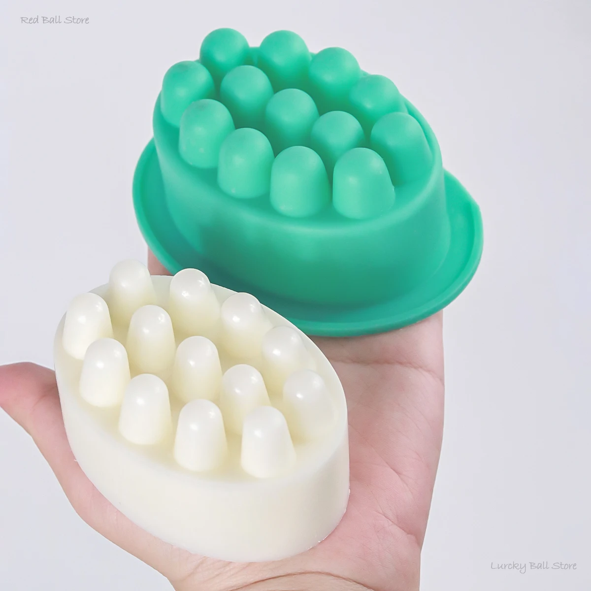 3Holes Massage Silicone Soap Mold DIY Oval Candle Resin Cement Mould 3D Spa Massage Therapy Soap Making Tool Set