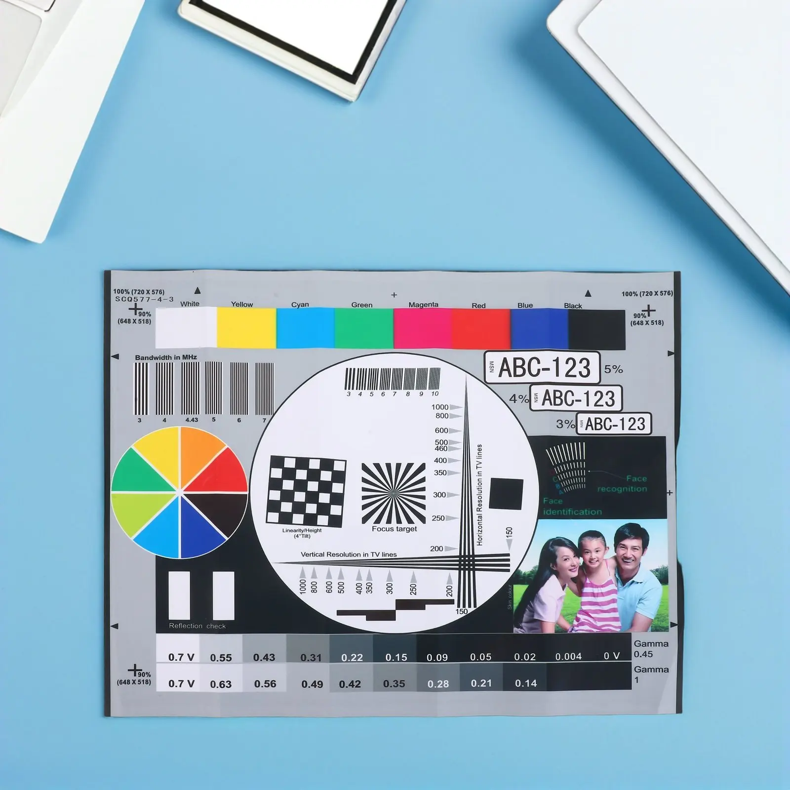 모니터 교정 도구 16x12.6 컬러 교정 차트 고해상도 디스플레이 테스트 카드 정확한 렌즈 초점 조정 색상