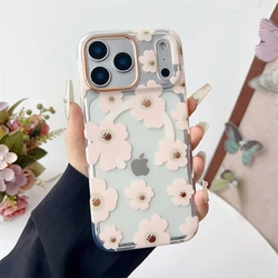 Floral Magnetic Clear Phone Case with MagSafe Wireless Charging Compatibility - iPhone 15 (Pink)
