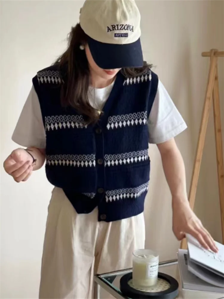 

Winter Women Sweater Knitted Vest Oversize Girls Sweater Woman Cashmere Tops Sleeveless Tank Pullover Fall Maxi Vintage Y2k