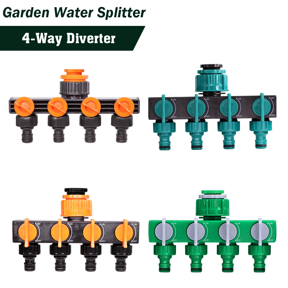 

1/2'' 3/4'' 1'' Inlet 4-Way Water Splitter Femle Threaded to 16mm Quick Connectors Garden Tap Hose Pipe Adapter Kit Fittings