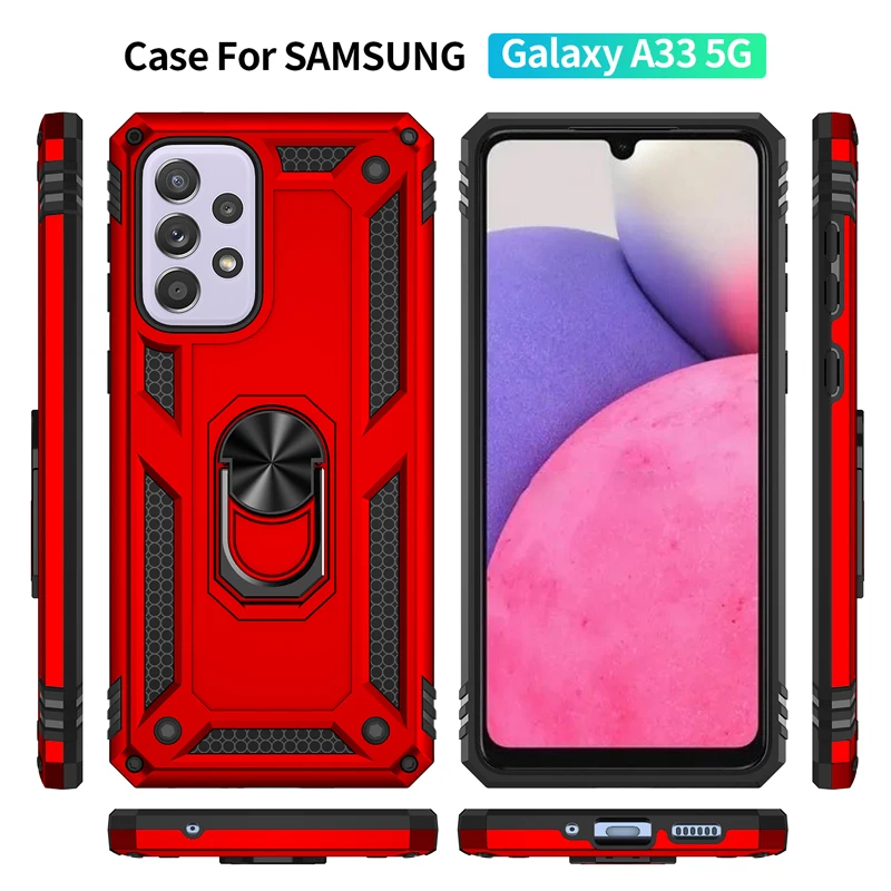Coque blindée antichoc avec anneau métallique, étui pour Samsung Galaxy A54 A53 A52 A12 A13 A33 A23 A73 A14 A51 A50 A22 A32 A04 A34 A03s A72_voghion.com