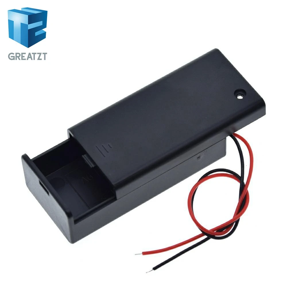 Enhanced 9V Battery Storage Case with On/Off Switch and Leads - Durable Plastic Box Holder