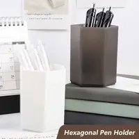 Creative Hexagonal Design Pen Holder Large Capacity Pen Container Simple Desk Organizer Pencil Storage Box Stationery Pen Barrel 2